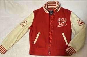 Vintage Ecko Red Wool and Leather Varsity Letterman Jacket Women's Size L